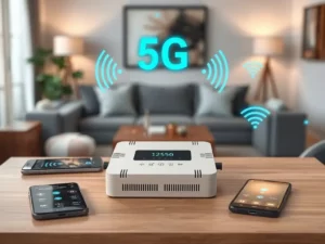 5G mobile signal boosters indoors, enhancing connectivity for devices in a New Zealand home.