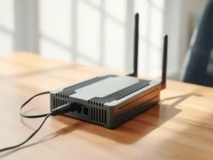 A mobile signal booster inside a house in NZ placed on a desk