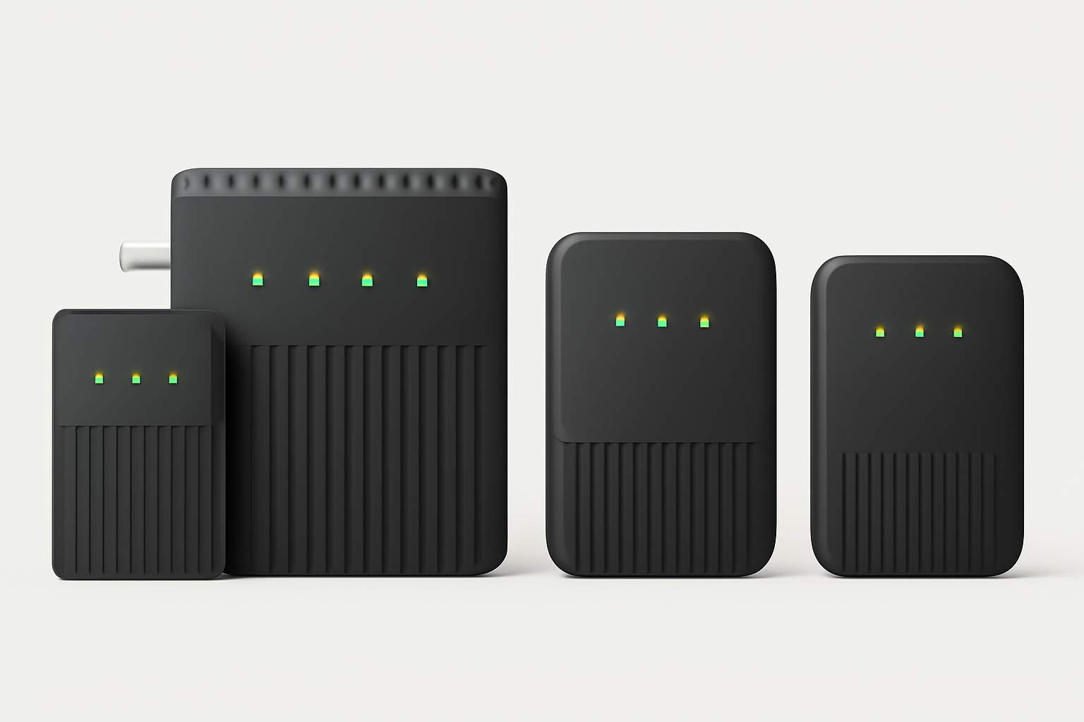 Various types of mobile signal boosters displayed, including models for home, office, commonly used across New Zealand to improve mobile reception.