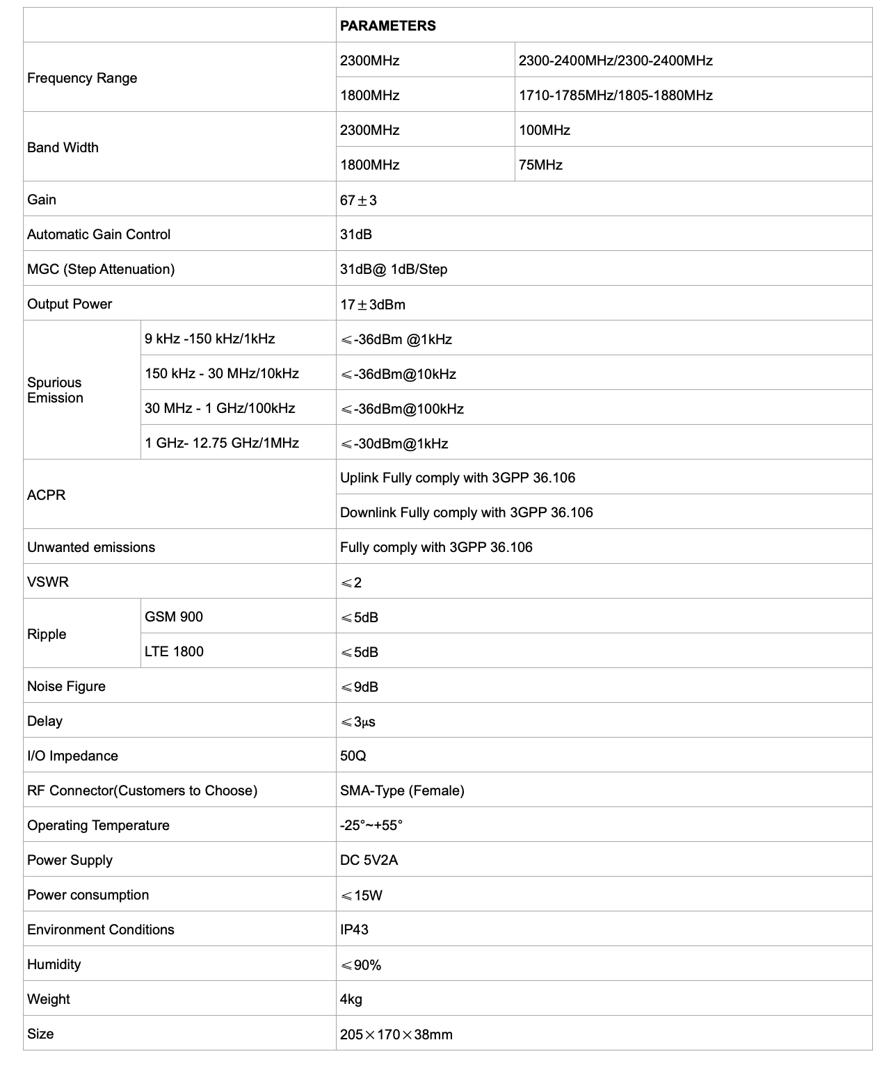 mobile booster technical specifications