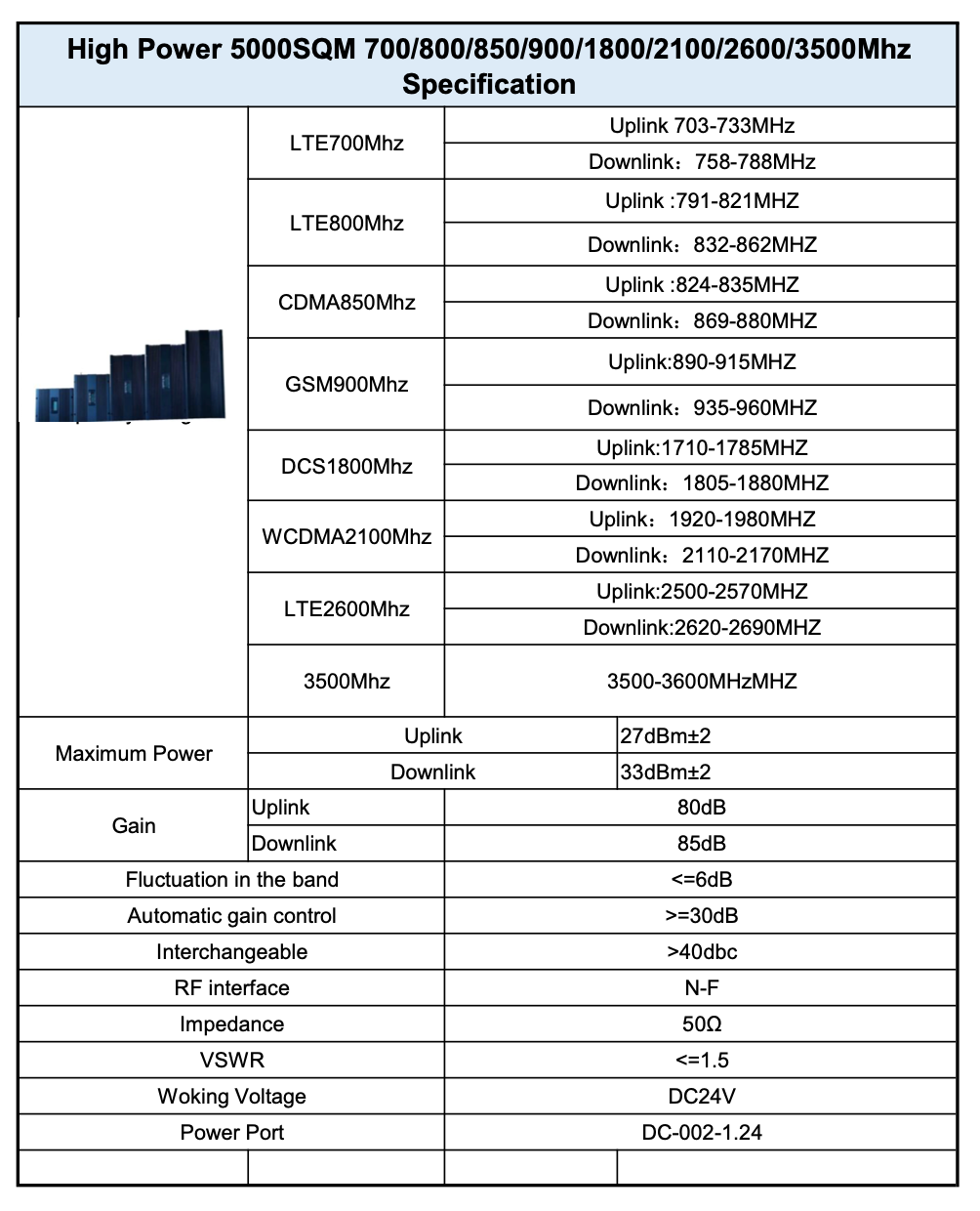 mobile booster technical specifications