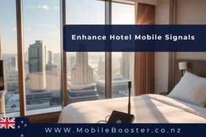 A hotel lobby with mobile devices, showcasing the importance of improved mobile reception. Signal boosting solutions are in place to enhance connectivity, ensuring seamless communication and a better experience for guests throughout the hotel.