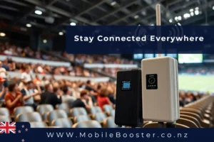 A sports arena with audience on their seats, showcasing the spacious venue. Signal boosters for sports arenas are strategically placed to ensure strong mobile connections, providing reliable service for future events and enhancing connectivity for staff and visitors.